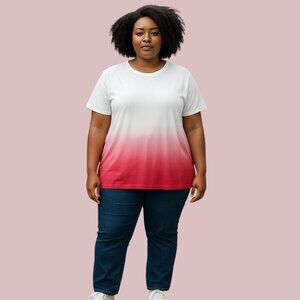 Women's Lollovita Pink/White Hombre T Shirt-Size M-Short Sleeve-Round Neck
